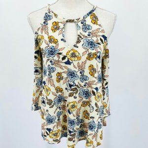 LUQ Derica Knit Cold Shoulder Floral M